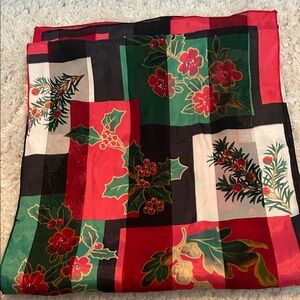 Holiday Scarf with Holly Design 58 inches long  and 13 inches wide . There were.